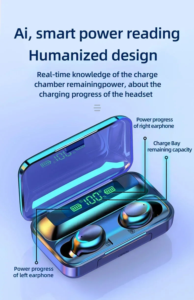 TWS F9-5 Earphone Bluetooth 5.3 Wireless Headphones Hifi Stereo Sports Waterproof Earbuds Headset Hearing Aids With Mic Handfree