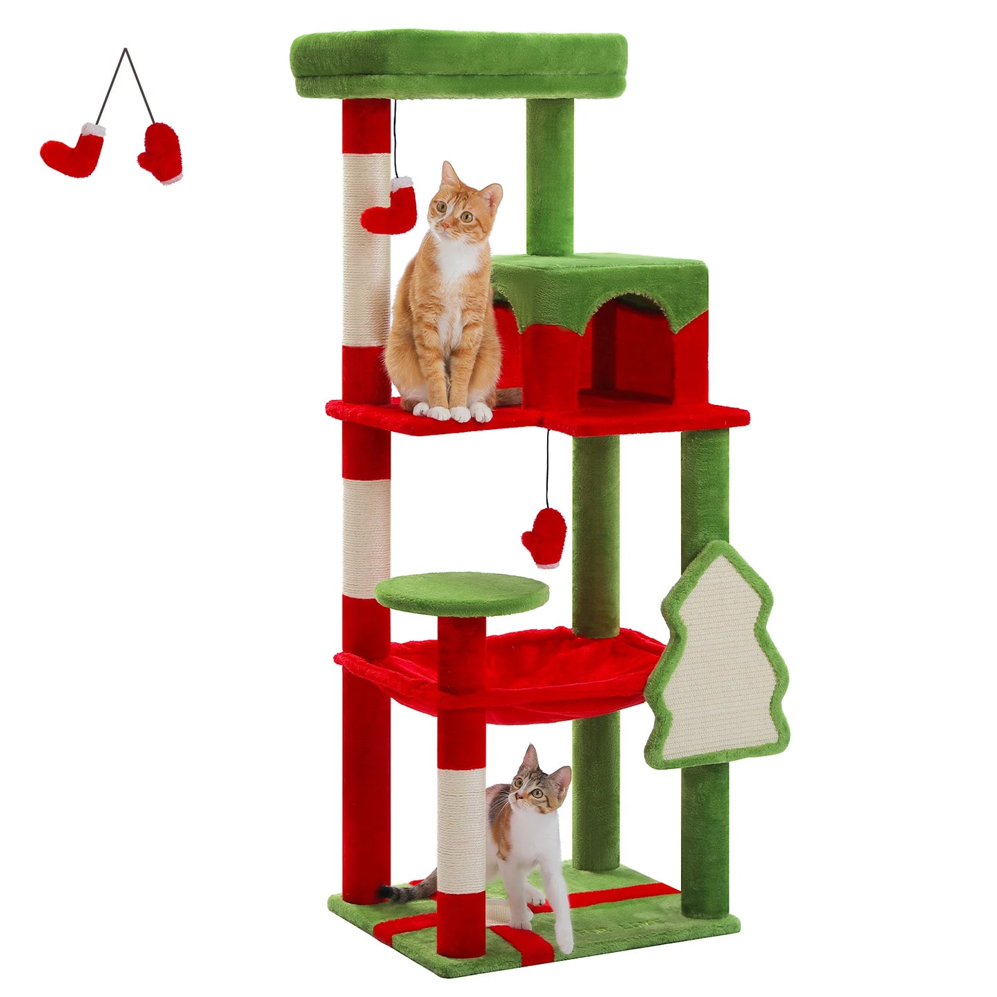 Cat Tree for Indoor Cats 5-Level Cat Tower for Large Cats with Large Hammock Sisal Covered Scratching Posts Cozy Condo Top Perch