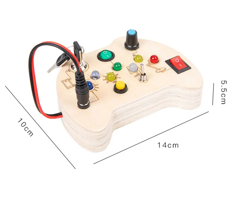 Montessori Busy Board Sensory Toys Wooden With LED Light Switch Control Board Travel Activities Children Games For 2-4 Years Old