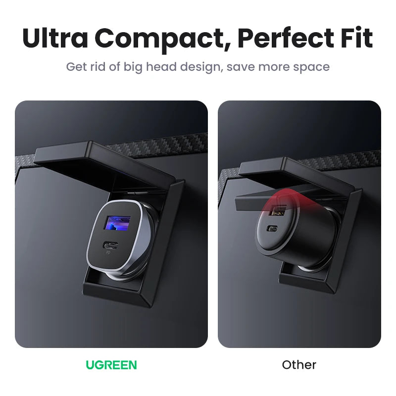 UGREEN Car Charger Type C Fast USB Charger for iPhone 17 16 15 Xiaomi Car Charging Quick 4.0 3.0 Charge Mobile Phone PD Charger