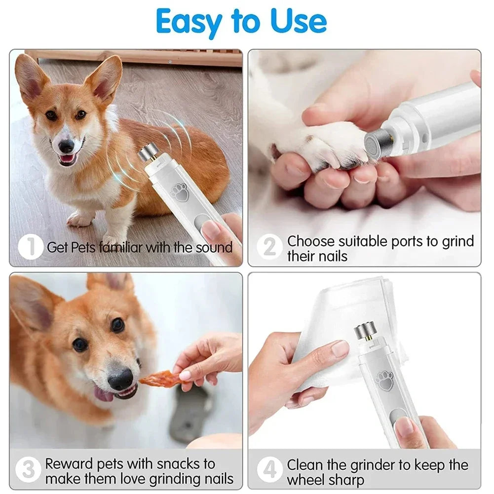 Electric Dog Nail Grinder – USB Rechargeable Pet Nail Clipper with Polisher Wheel