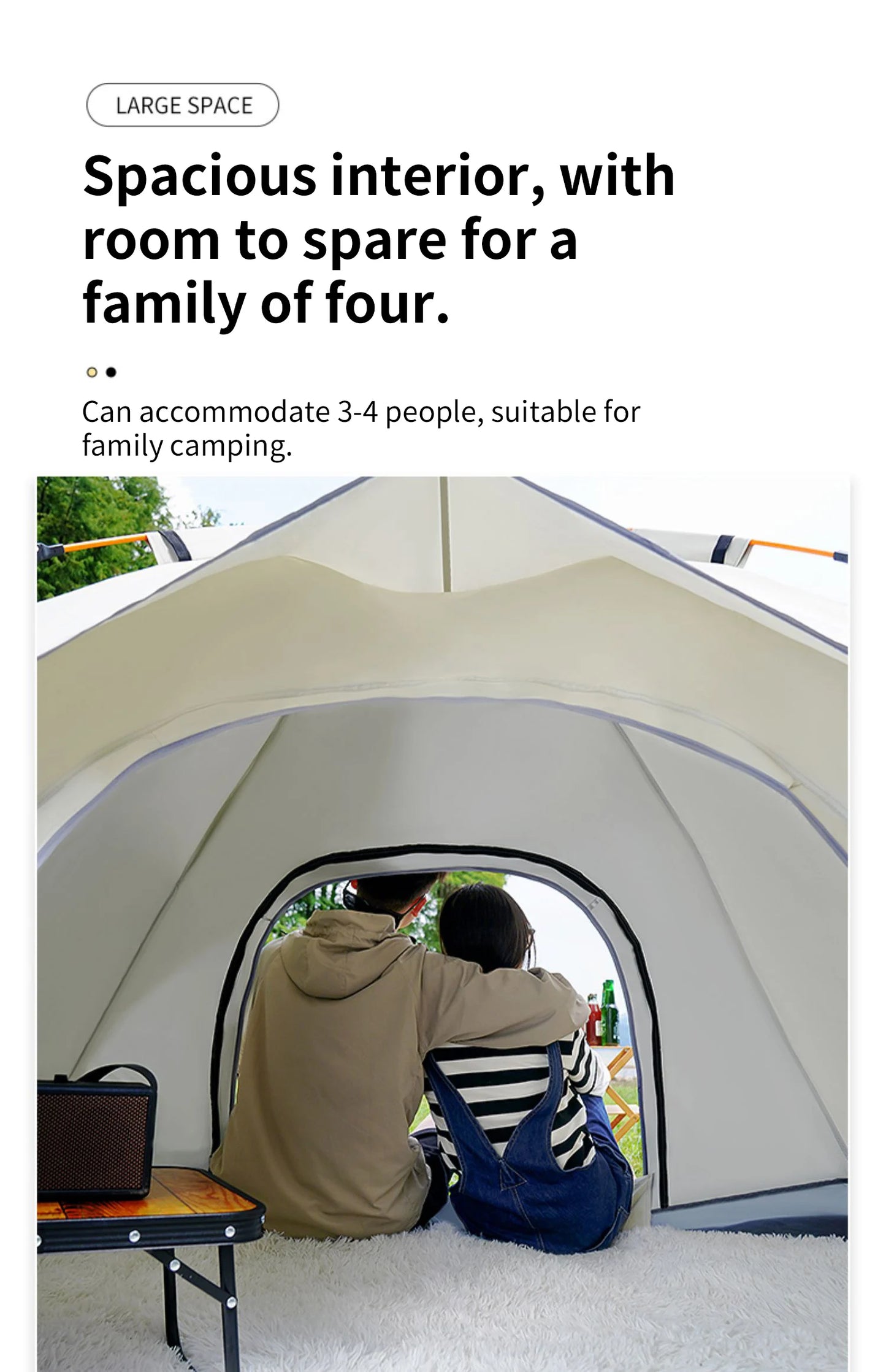 Automatic Opening Camping Tent 3-4 Person, Portable Rainproof