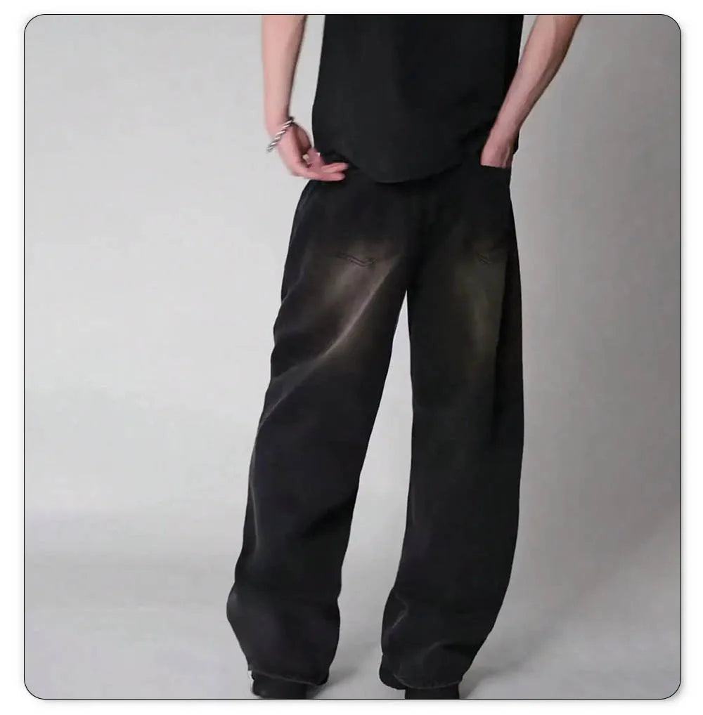 Four-Season Casual Jeans, Loose Wide-Leg Straight Fit