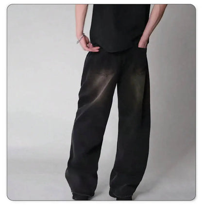 Four-Season Casual Jeans, Loose Wide-Leg Straight Fit