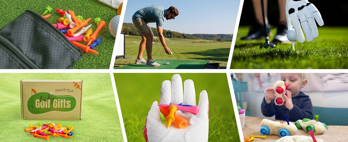 Plastic Golf Castle Tees Step Down Unbreakable Mixed or Same Height Value 50 Pcs, 2 3/4, 2 1/4, 2, 1 3/4, 1 1/2 Inch Length