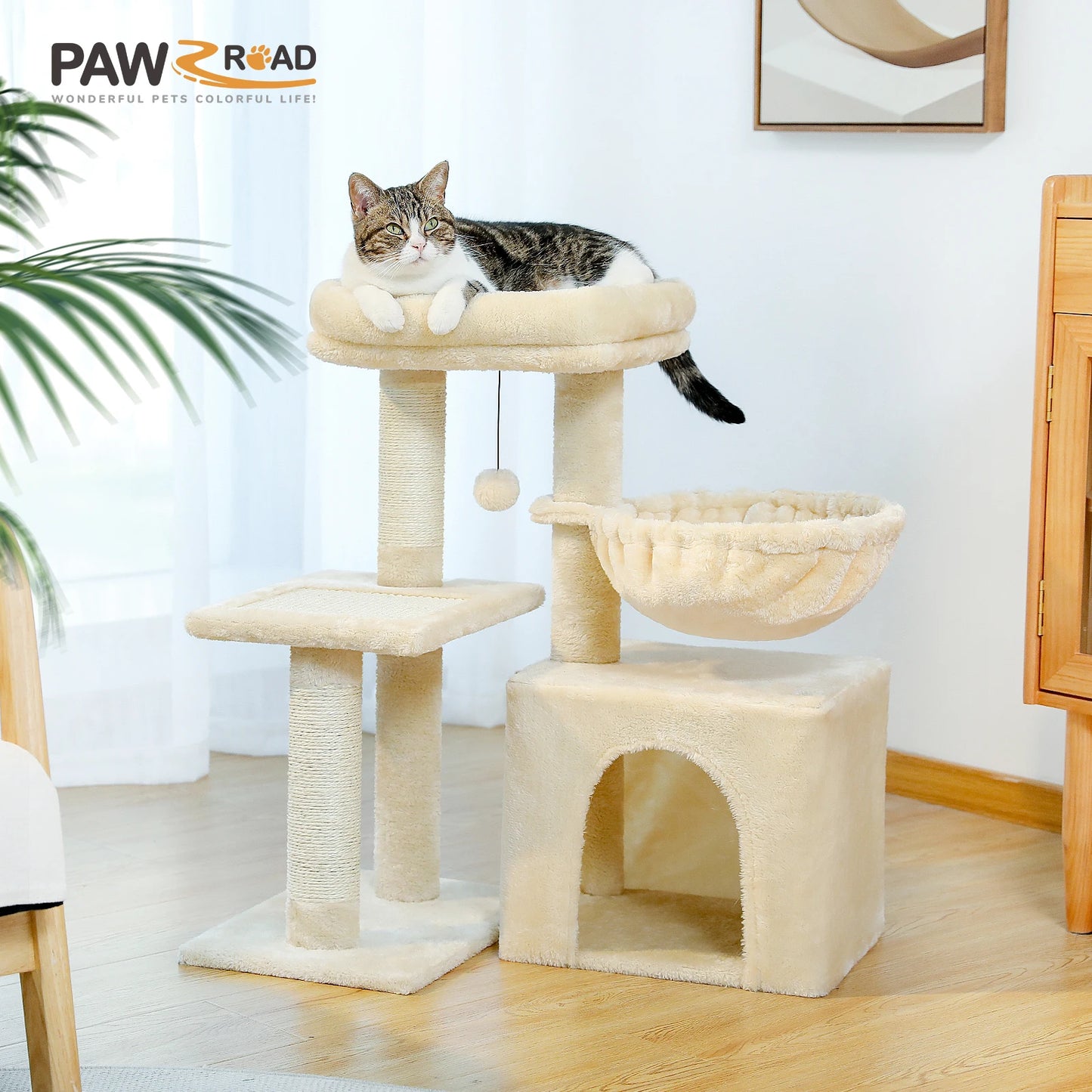Indoor Cat Tree & Tower with Scratching Posts and Hammock – 2 Styles