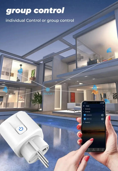 Zigbee Smart Plug 20A EU Socket With Power Monitoring, Timing, Voice Control