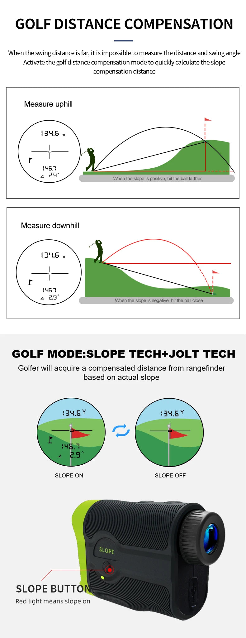 Nohawk Multifunctional Mini Golf Laser Range Finder For Hunting with Slope Compensation Rangefinder Construction Monocular