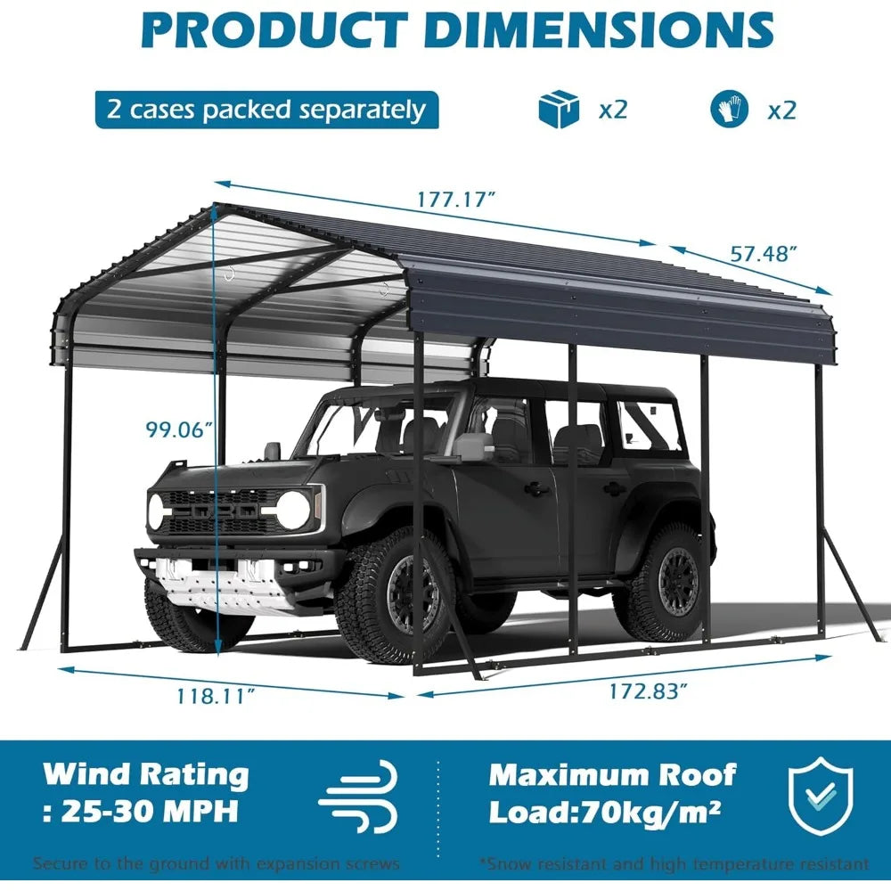 10x15 Carport Heavy Duty, Metal Carport with Galvanized Steel Roof, Metal Car Garage Multi-Use Shelter Outdoor Portable for Car,