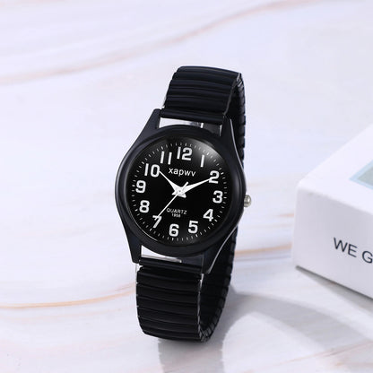 Elastic Strap Watch for Men Couples Clear and Easy Read Large Black Digital Hard Steel Strap Waterproof
