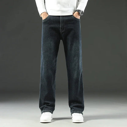 Men's Loose Straight Wide-Leg Jeans, Casual Business Style