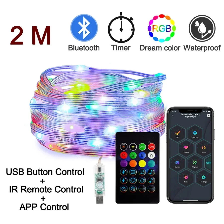 Waterproof RGB Smart String Lights for Curtain & Party Decor