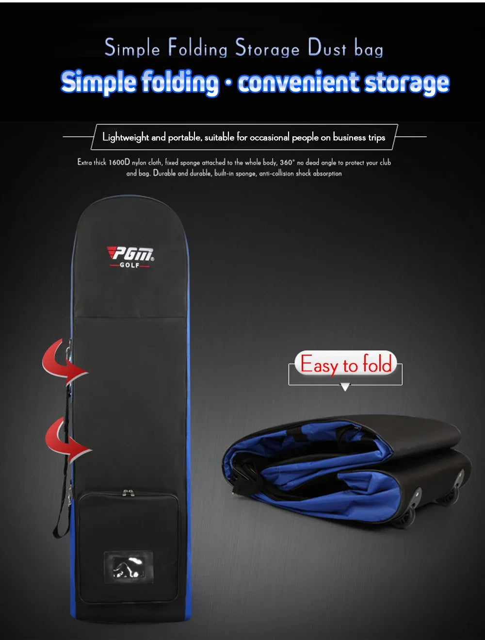 PGM Golf Aviation Bag Golf Bag with Silent Wheels HKB002 Large Capacity Storage Foldable Airplane Travelling Golf Bag