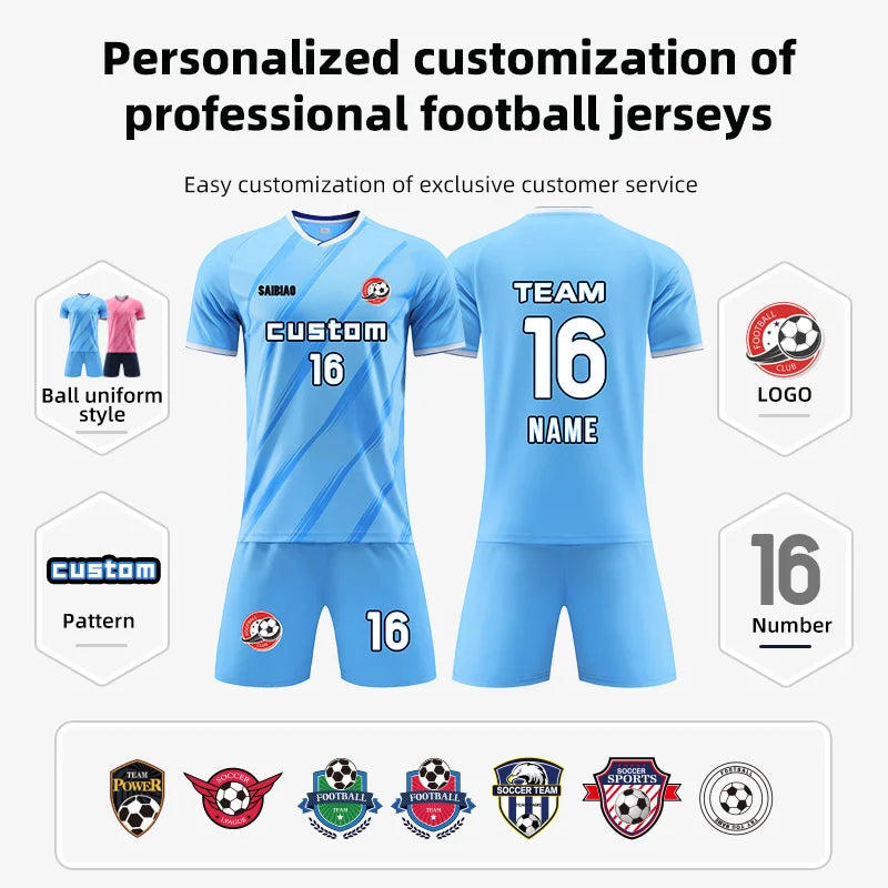 Adult Kid Football Jersey Men Customize Soccer Uniform Sports Shirt Women Futsal Sportswear Child Team Training Tracksuit Outfit