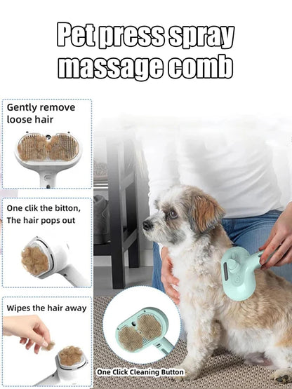 Pet Steam Spray Brush For Dog Grooming And Hair Removal Plastic