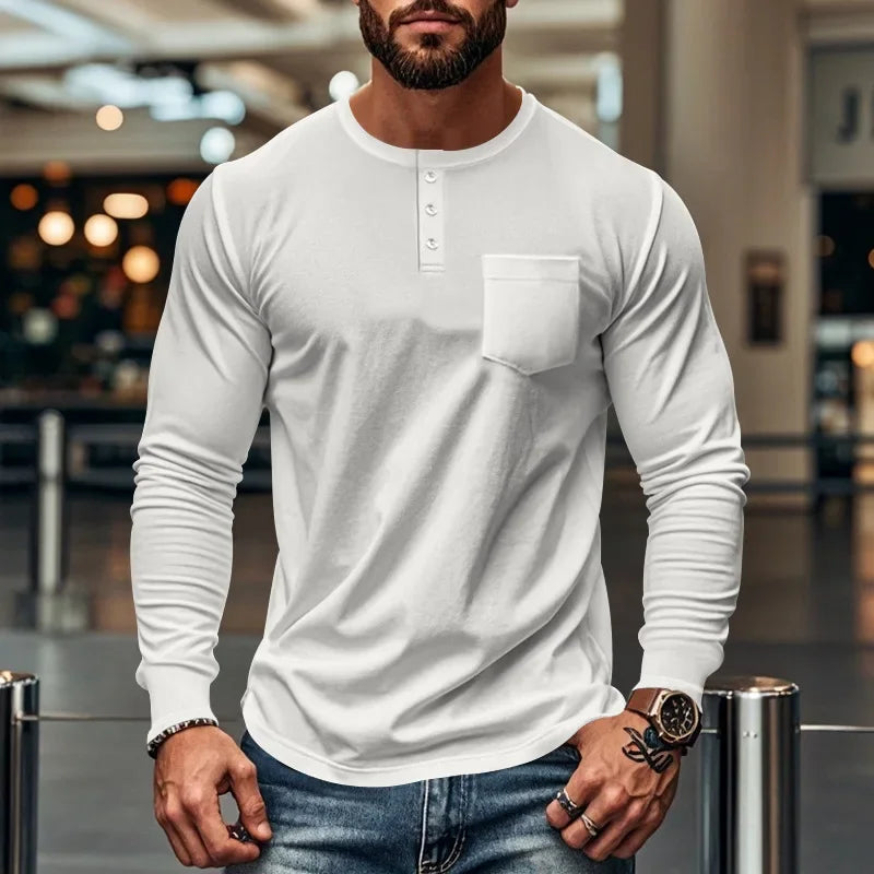 Men's Slim Fit Crew Neck Long Sleeve T-Shirt 2025 Autumn Winter Breathable Casual Bottom Shirt Top