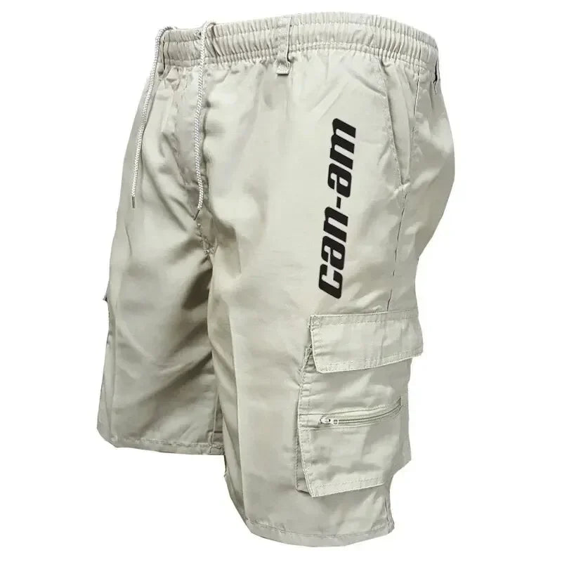 Outdoor shorts, bike shorts with elastic belts, baggy work shorts with multiple pockets, quick-drying printed sweatpants