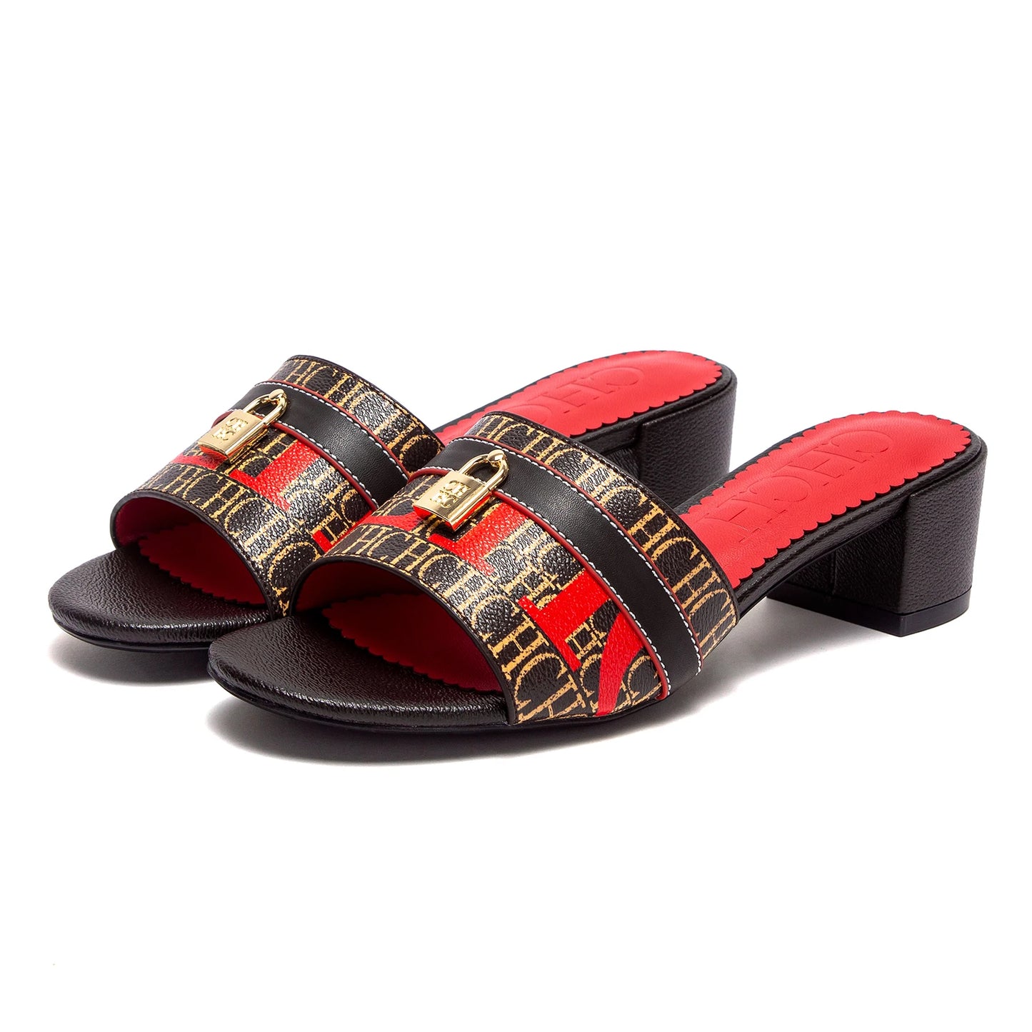 CHCH Women's Heels Sandals Low Block Chunky Heeled Sandals Slide Sandals Slip on Comfortable Casual Pumps Shoes 5cm