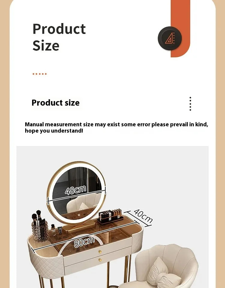 Makeup Luxury Dressing Table Mirror Led Light Salon White Dressing Table Storage Bedroom Comoda Pra Quarto Home Furniture