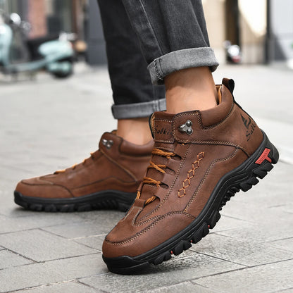 Men's Casual Leather Lace Up Ankle Boots Outdoor Boots