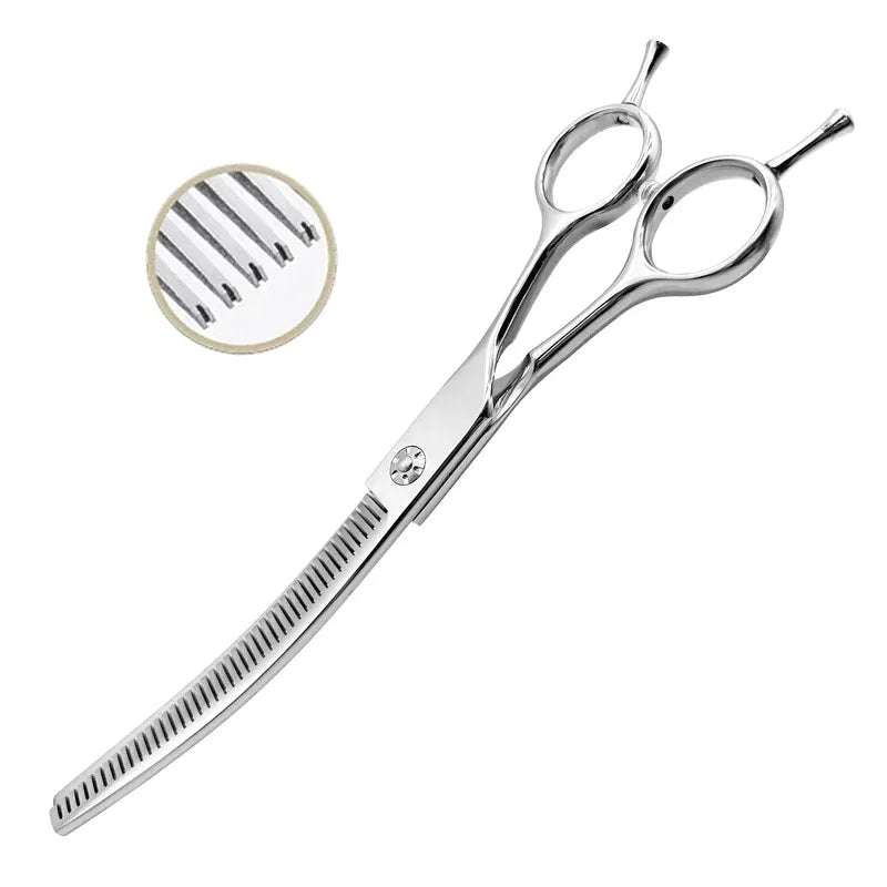 Professional Pet Grooming Scissors – 7 Inch Curved Thinning Scissors for Dogs & Cats