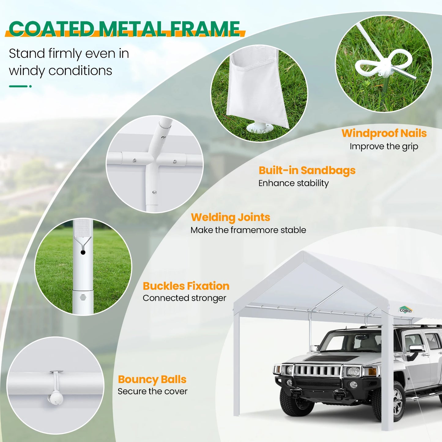 Carport Canopy 12x20 Heavy Duty Portable Garage with Roll-Up Ventilation Windows & Doors,Removable Sidewalls Car Canopy Car Tent