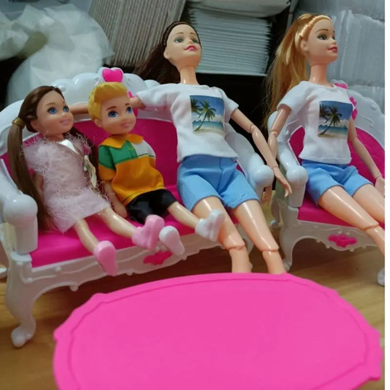 Princess Fashion Furniture Living Room TV Chair Sofa Kitchen Kids Toys Doll Accessories Pretend Play For Girls Children DIY Game