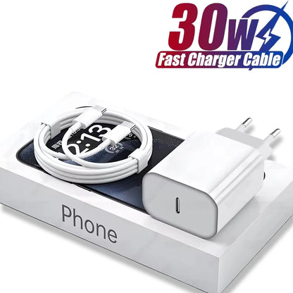 30W Type-C Fast Charger PD For iPhone 16 15 14 13 12 11 Pro Max Plus