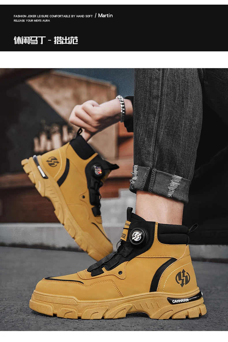 Winter Leather Boots Ankle Outdoor Work Chelsea Style