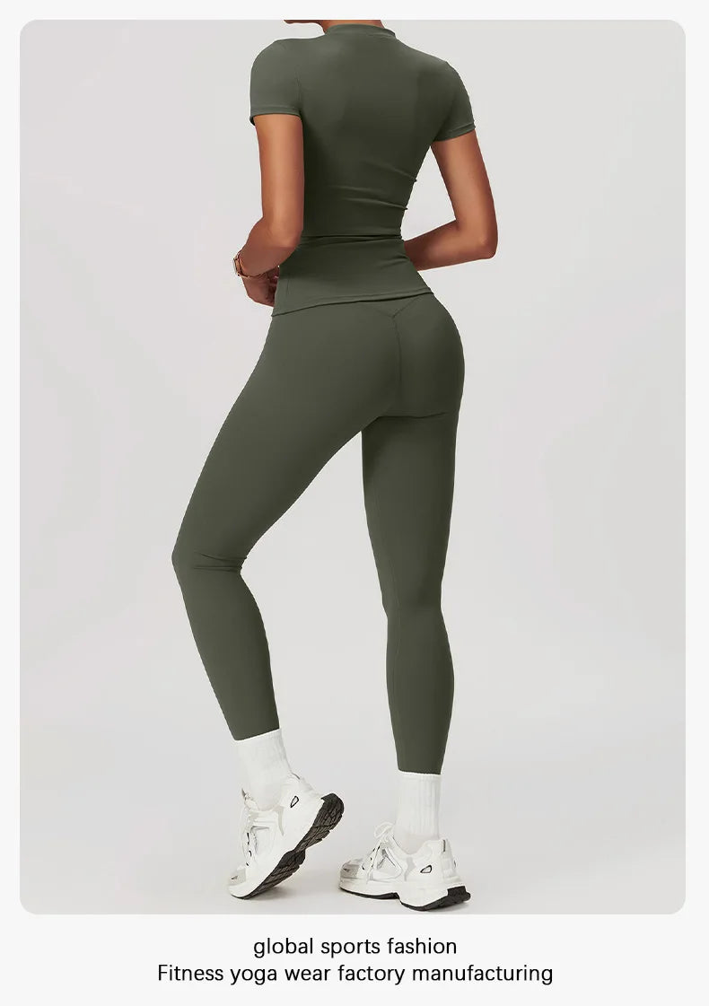 Women's Sports T Shirt Summer Short Sleeve Running Round Neck Breathable Stretchy GYM Yoga Slim Fitness Active Top Tee