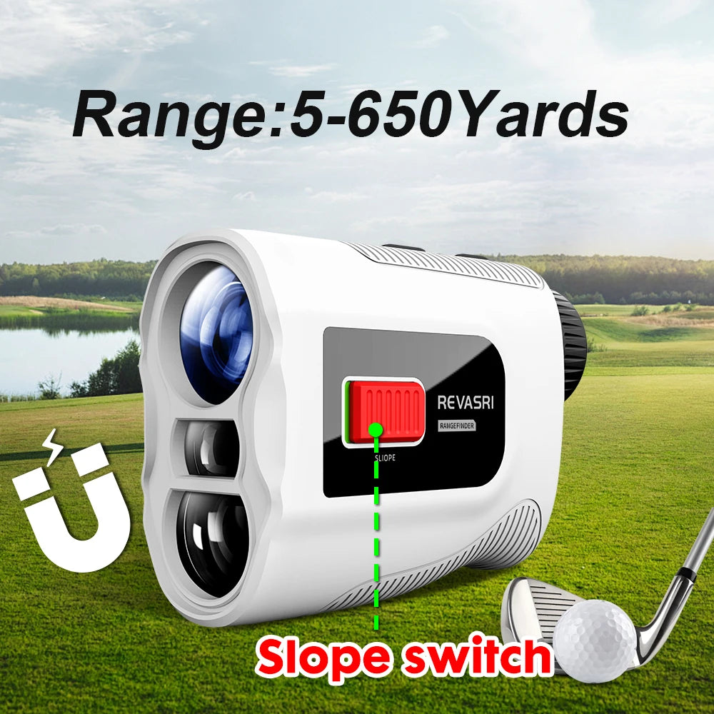 REVASRI Golf Laser Rangefinder with Slope Switch 650/1090Y Laser Range Finder Golf 6X Magnification Vibration with Magnet
