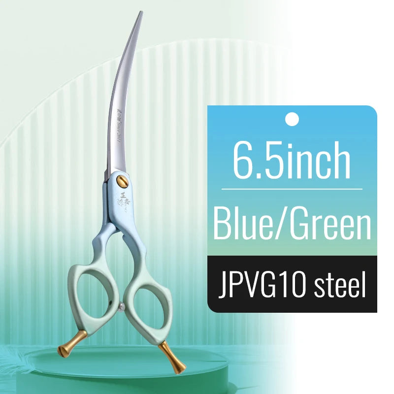 Premium Dog Grooming Curved Scissors – Alloy Handle, 440C Stainless Steel, Professional Pet Shears