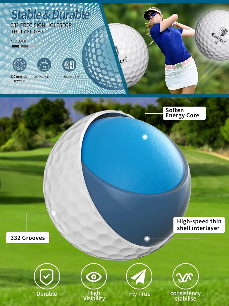 Caiton 100pcs 3-Layer Golf Balls - High Performance, Long Distance, Spin Control, Durable, High Accuracy - Training & All Levels