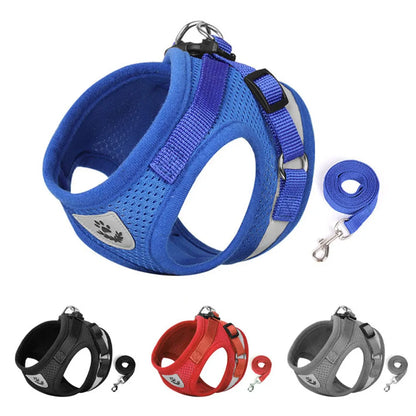 Adjustable Reflective Nylon Pet Harness And Leash Escape Proof