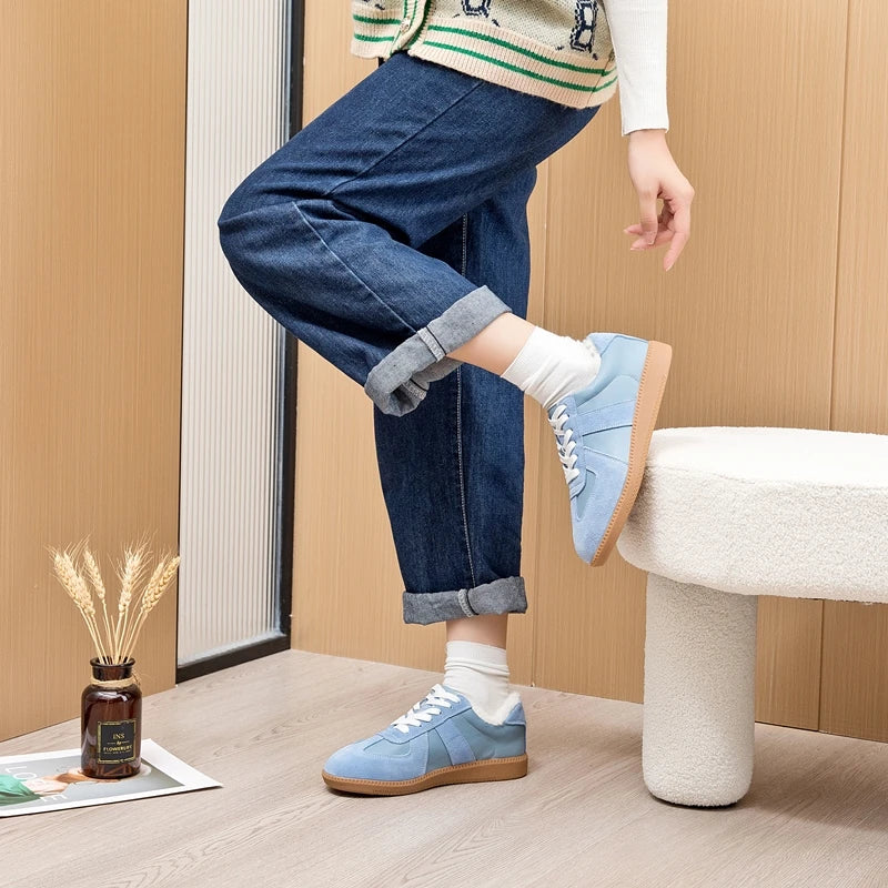 AIYUQI Women's Sneakers 2025 New Genuine Leather Ladies Moral Training Shoes Casual Spring Flat Shoes Women