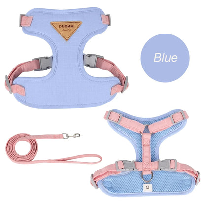 Breathable Padded Polyester Harness And Leash Set For Small Dogs And Cats