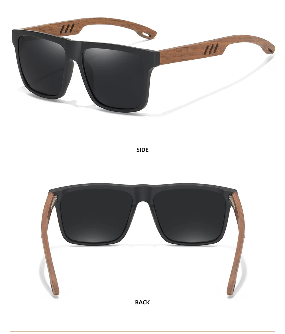 GM New Arrivals Black Wooden Polarized Sunglasses for Men Bamboo Sunglasses Red UV400 Lenses Fashion Driving Shades S5565