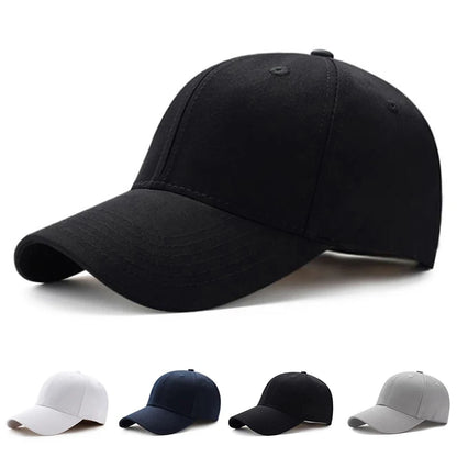 Unisex Black Baseball Cap Polyester Solid Color Adjustable Strap