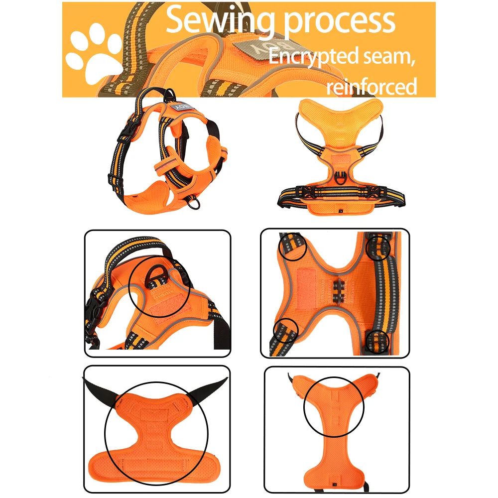 No Pull Dog Harness Front Clip Heavy Duty Reflective Easy Control Handle for Large Dog Walking