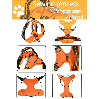 No Pull Dog Harness Front Clip Reflective Heavy Duty Handle For Large Dogs