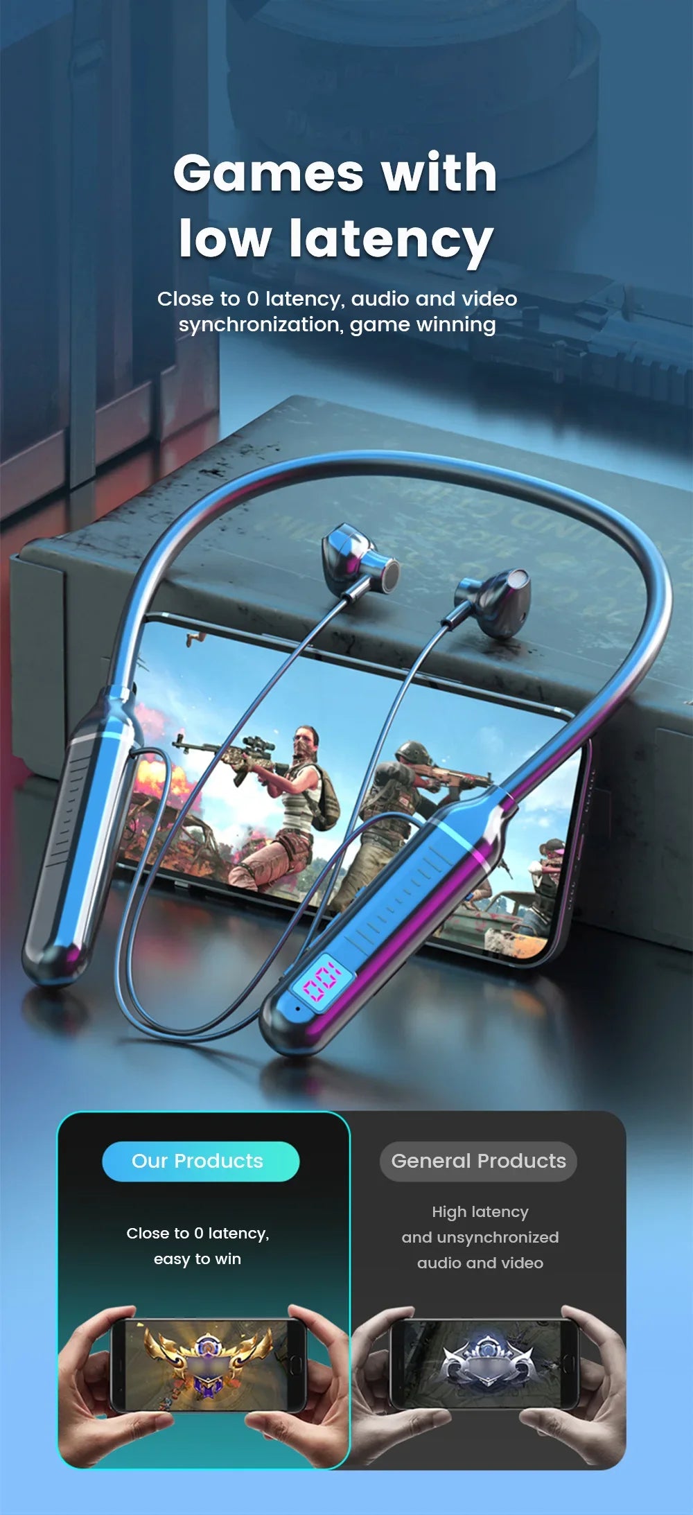 New Bluetooth Earphones Wireless Headphones Magnetic Sport Neckband Neck-hanging TWS Earbuds Wireless Blutooth Headset with Mic