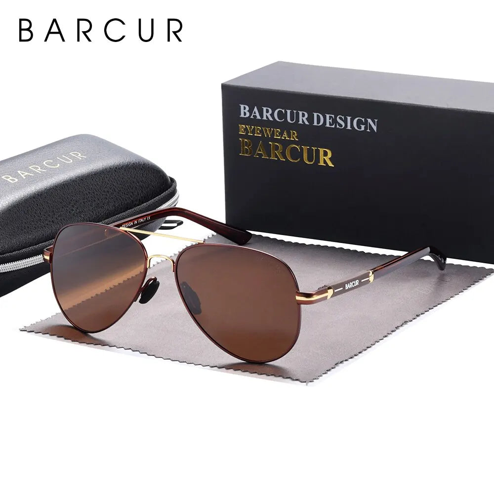 BARCUR Polarized Mens Sunglasses Pilot Sun Glasses for Men Accessories Driving Fishing Hiking Eyewear Oculos Gafas De Sol