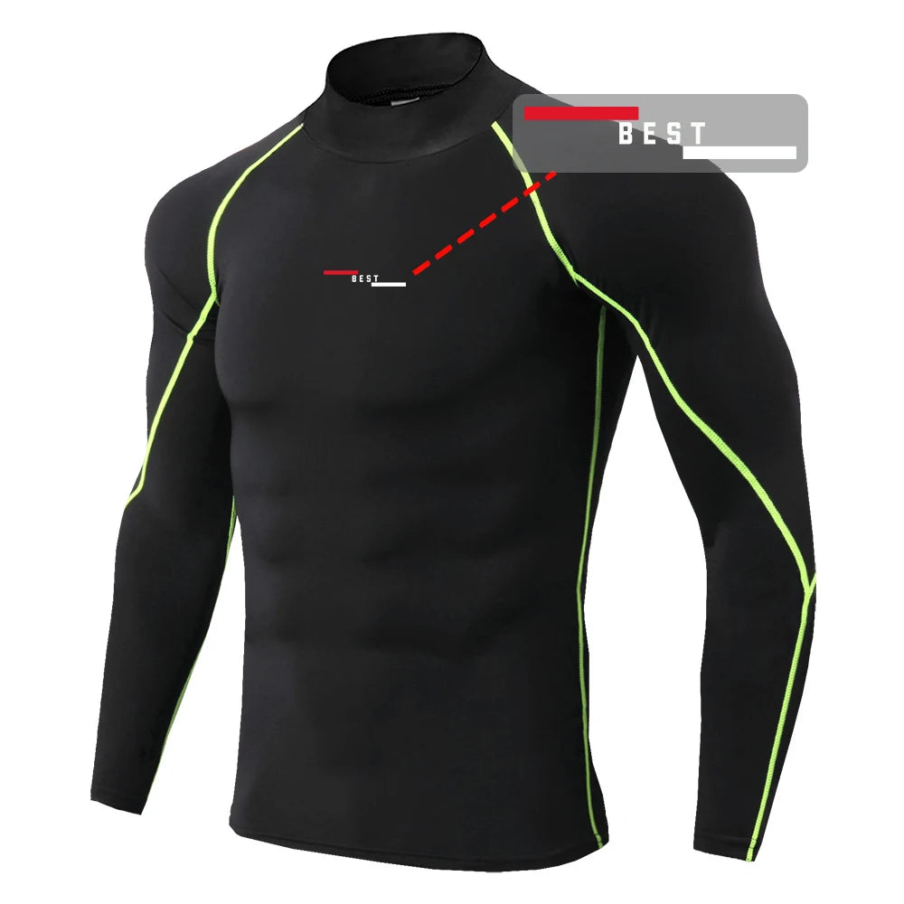 Fitness T-shirt Men Long Sleeve Training Shirts Running Compression Skinny Tops Muscle Workout Clothing