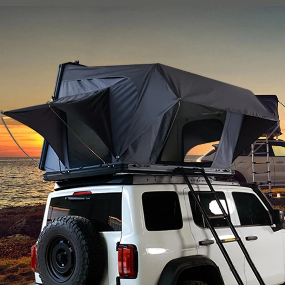 Aluminum Four-Person Rooftop Tent, Hard Shell, Closed Size 212x131x19 cm