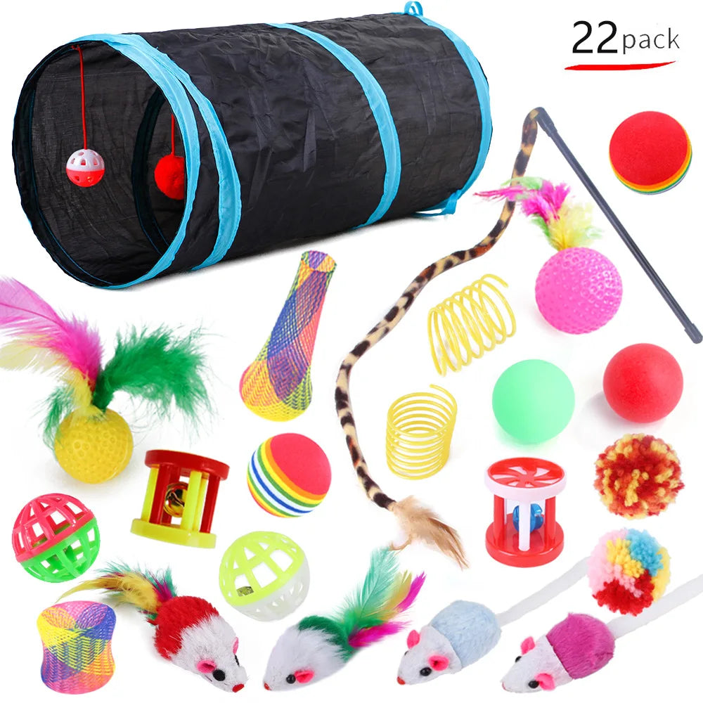 22-Pack Interactive Cat Toys Set for Kittens & Cats