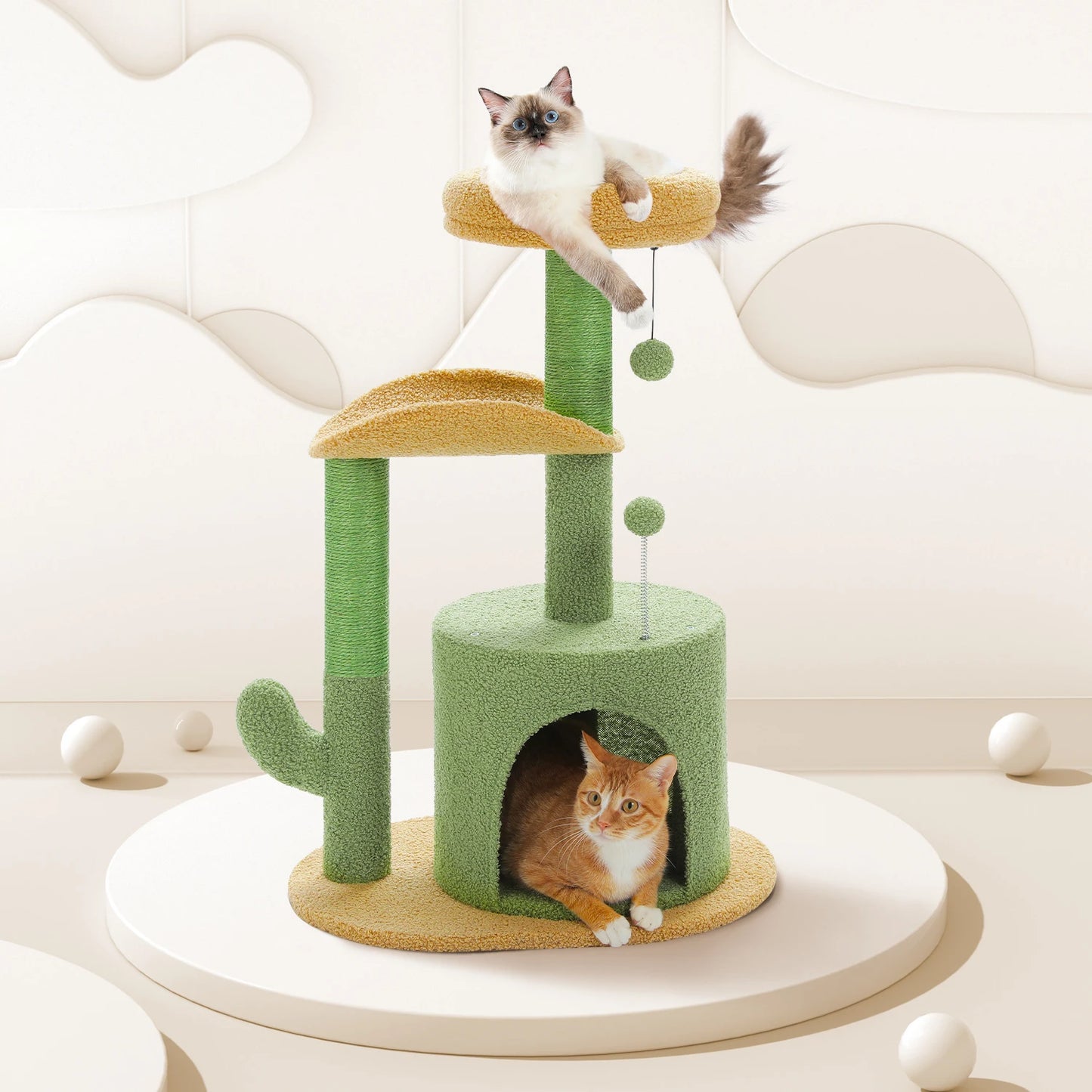 Flower Cat Tree with Natural Sisal Scratching Post, Cozy Cat Condo, Top Perch, Small Cat Tower for Small Indoor Cats, Pet Toys