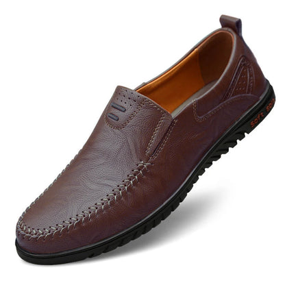 Men's Slip-On Leather Loafers, Soft-Sole Casual Business Shoes
