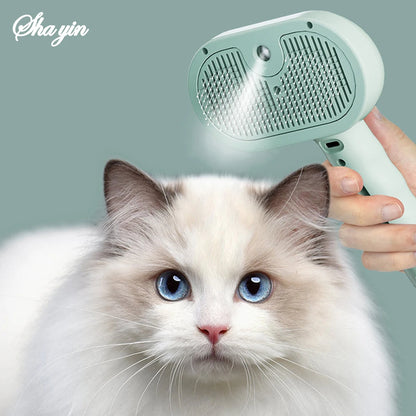 Pet Steam Spray Brush For Dog Grooming And Hair Removal Plastic