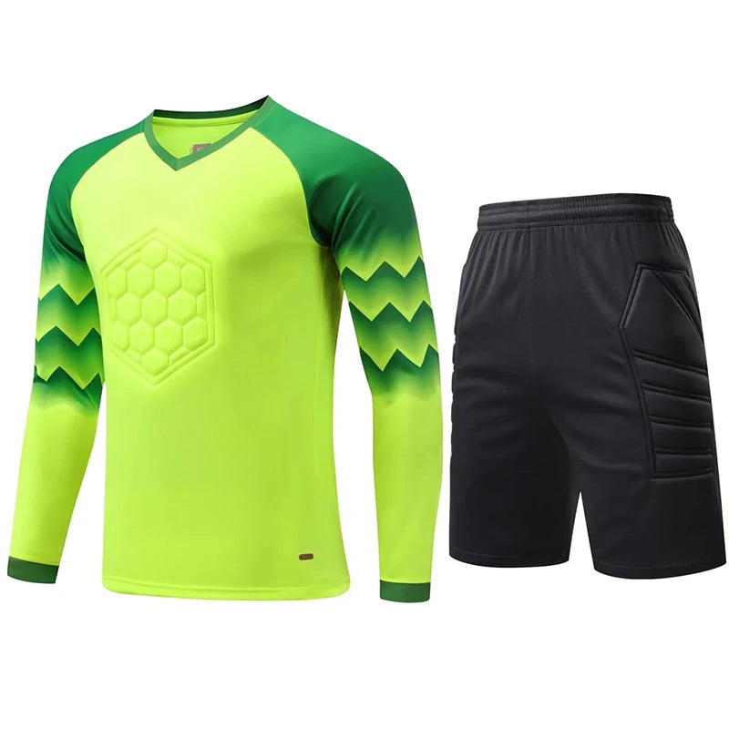 Men Kid 2024 Soccer Goalkeeper Uniform Protective Sponge Long Sleeve Football Training Goalkeeper Top Soccer Jersey Pants Custom