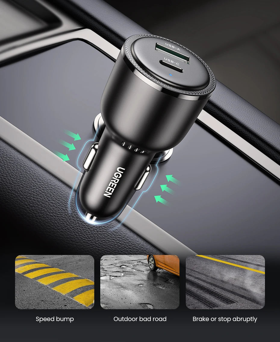 NEW in UGREEN 63W Car Charger PD QC 3.0 PPS 45W USB Type C Fast Charging for iPhone 17 16 Samsung Xiaomi Mobile Phone Charger